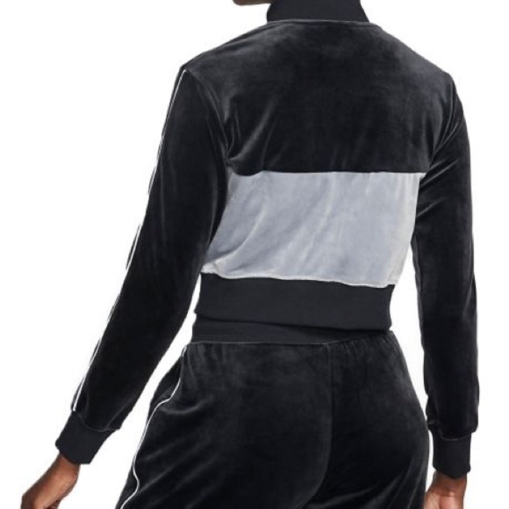 Nike Womens Black Gray Heritage Velour BV5046-010 Sportswear Track Jacket - Picture 2 of 11